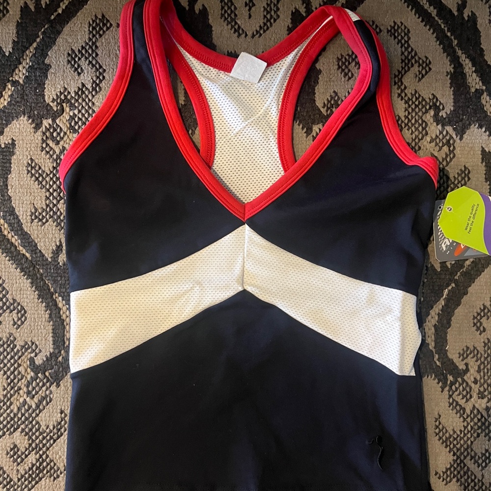 Women's Black and White Racerback Top